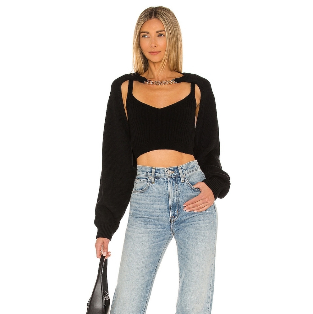 X REVOLVE Ava Knit Bolero Pullover in Black